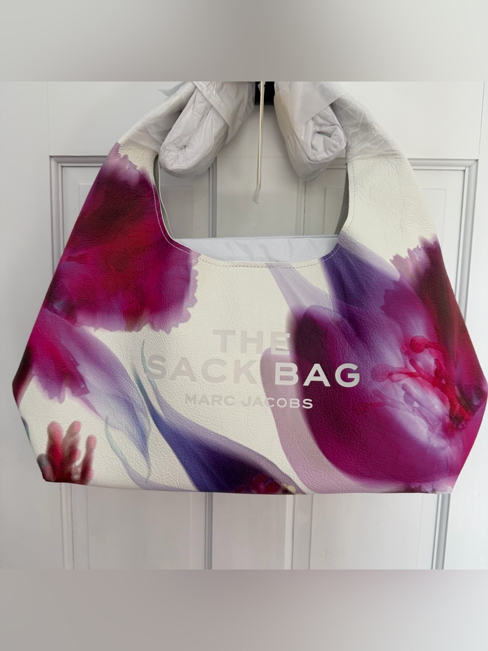 Marc Jacobs The Sack Bag in White with Pink & Purple Floral Print large